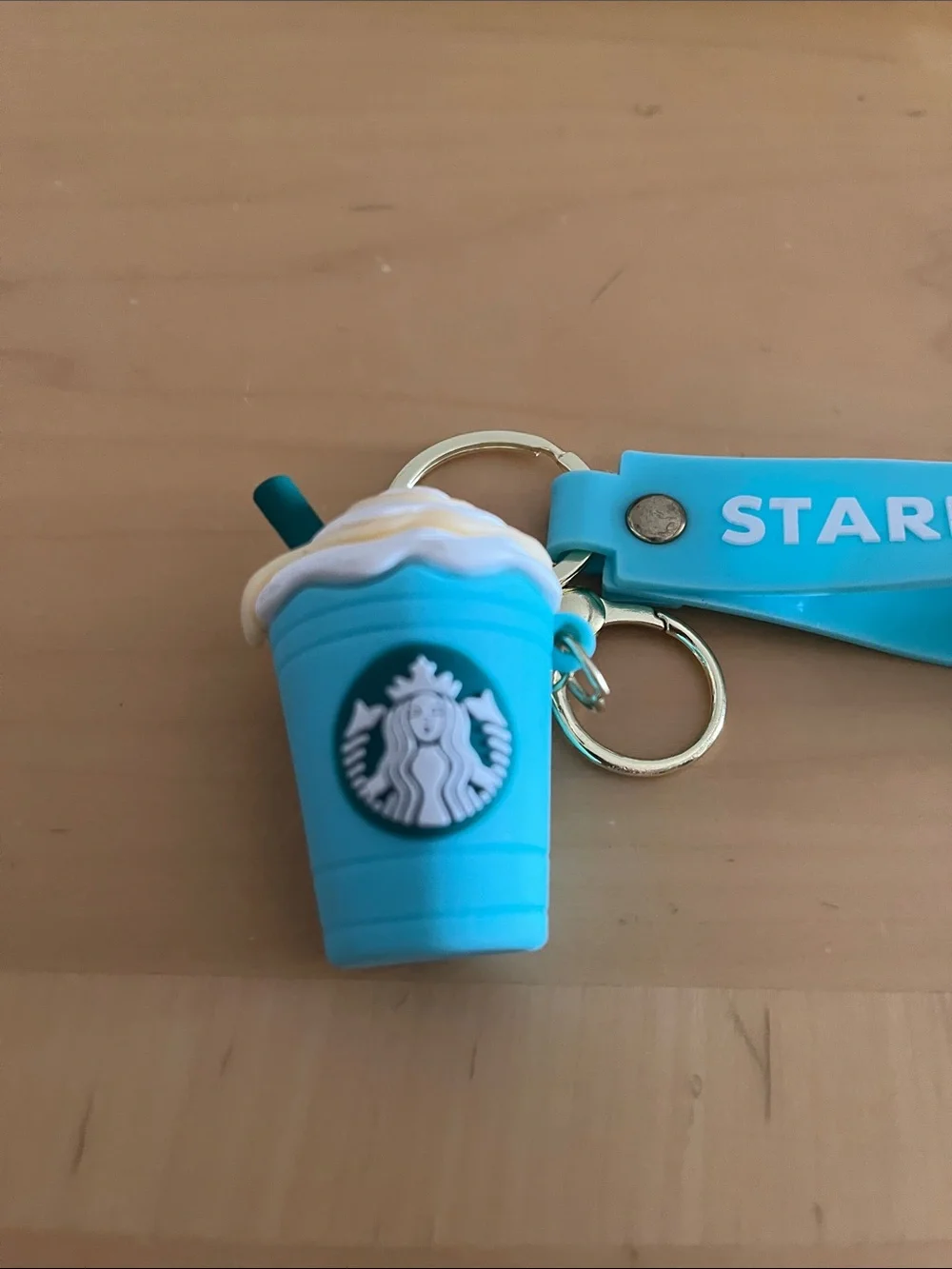 Starbucks Aqua Silicone Frappuccino Keyring with Wrist Strap